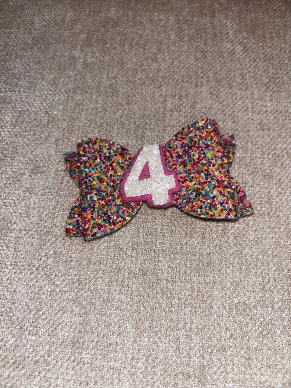 Glitter Confetti Number 4 Kids Hair Bow - Multicolor